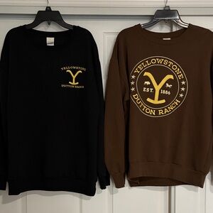 Yellowstone Dutton Ranch Crewneck Sweatshirt - Black & Brown NWT bundle size L